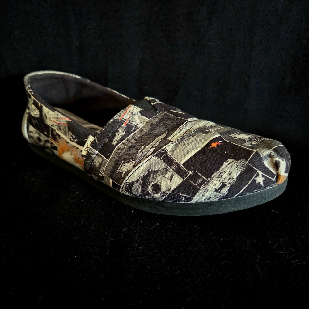 Toms x Star Wars X-Wing TIE Figher Alpargata Canvas Slip On Flats Women's 7 EUC